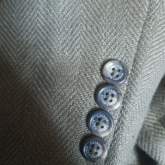 Lauren Ralph Lauren Herringbone Linen Blazer In Olive Fern Size 12 NWT $345 - Picture 5 of 12